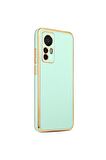 Xiaomi Mi 12T Kılıf Kenarları Gold Kamera Korumalı Renkli Pastel Silikon Açık Yeşil