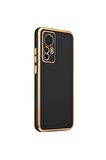 Xiaomi Mi 12T Pro Kılıf Kenarları Gold Kamera Korumalı Renkli Pastel Silikon Siyah