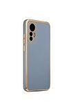 Xiaomi Mi 12 Lite Kılıf Kenarları Gold Kamera Korumalı Renkli Pastel Silikon Mavi