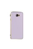 Samsung Galaxy J7 Prime Kılıf Kenarları Gold Kamera Korumalı Renkli Pastel Silikon Lila