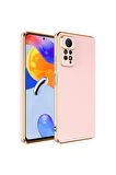 Xiaomi Redmi Note 12 Pro 4G Kılıf Kenarları Gold Kamera Korumalı Renkli Pastel Silikon Rose Gold