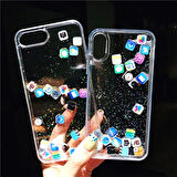 Apple iPhone 13 PRO Kılıf Simli Sulu ios ikon Silikon (facebook )