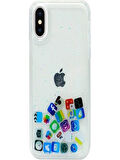 Apple iPhone XS MAX Kılıf Simli Sulu ios ikon Silikon