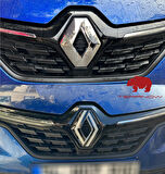 Renault Taliant (2021-2024) Yeni Tasarım Amblem Kaplama Sticker - Piano Black, Siyah & Gri