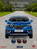 Renault Kadjar (2018-2024) Yeni Tasarım Amblem Kaplama Sticker - Piano Black, Siyah & Gri