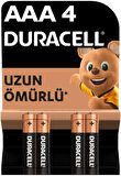 Duracell AAA 1,5V Alkaline Pil (İnce Kalem Pil - Kumanda Pili) - 4 Adet