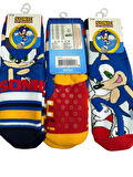 3'Lü SONIC Figürlü Tabanı Kaydırmaz Çocuk Havlu Çorap