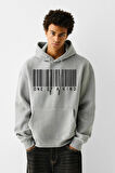 Baskılı Kapşonlu 3 İplik Sweatshirt FM1.116GÖ
