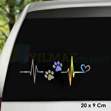 Kedi Pati Kalp Ritim Yeni Süper Hologram Oto Sticker