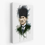 Mustafa Kemal Atatürk'ün Suluboya Görünümlü Portresi Dekoratif Kanvas Tablo-DA-78