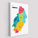 Kırıkkale İli ve İlçeler Haritası  Dekoratif Kanvas Tablo 1391