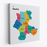 Malatya  İli ve İlçeler Haritası  Dekoratif Kanvas Tablo 1409