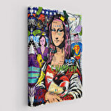Renkli Mona Lisa Banksy Kanvas Tablo, Sokak Sanatı, Pop Art-5306
