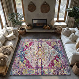 Kaymaz Taban Trend Vintage Yıkanabilir Dijital Baskı Halı