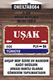 1 Parça (20x30) A4 Ebat Uv Baskı Mdf 64 Uşak İl Plaka Retro Tablo Poster - ONEILTAB20X30-064