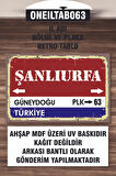 1 Parça (20x30) A4 Ebat Uv Baskı Mdf 63 Şanlıurfa İl Plaka Retro Tablo Poster - ONEILTAB20X30-063
