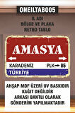 1 Parça (10x20) Uv Baskı Mdf 05 Amasya İl Plaka Retro Tablo Poster - ILTAB10X20-005