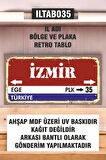 1 Parça (10x20) Uv Baskı Mdf 35 İzmir İl Plaka Retro Tablo Poster - ILTAB10X20-035