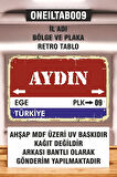 1 Parça (20x30) A4 Ebat Uv Baskı Mdf 09 Aydın İl Plaka Retro Tablo Poster - ONEILTAB20X30-009