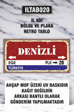 1 Parça (10x20) Uv Baskı Mdf 20 Denizli İl Plaka Retro Tablo Poster - ILTAB10X20-020