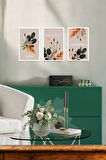3 Parça (20x30) A4 Ebat Uv Baskı Mdf Modern Tarz Lila Boho Tablo Poster Seti - Set-448