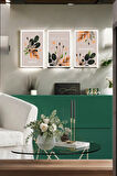 3 Parça (20x30) A4 Ebat Uv Baskı Mdf Modern Tarz Lila Boho Tablo Poster Seti - Set-448