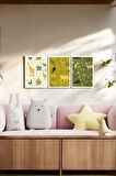 3 Parça (25x40) Büyük Boy Uv Baskı Mdf Çocuk Odası Doğadaki Hayvanlar Tablo Poster Seti - Set-410