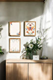 3 Parça (15x20) Uv Baskı Mdf Kelebek Temalı Bohem Tablo Poster Seti - Set-407