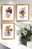 3 Parça (15x20) Uv Baskı Mdf Yaprakların Dansı Bohem Tablo Poster Seti - Set-374