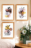 3 Parça (15x20) Uv Baskı Mdf Yaprakların Dansı Bohem Tablo Poster Seti - Set-374