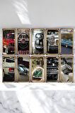 10 Parça (10x20) Uv Baskı Mdf Klasik Araç Retro Tablo Poster Seti - Set-yc20