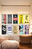 10 Parça (10x20) Uv Baskı Mdf Duvar Yazısı Retro Poster Tablo Seti - Set-yc13