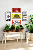 5 Parça (10x20) Uv Baskı Mdf Komik Duvar Yazısı Retro Tablo Poster Seti - Set-yc11