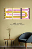 3 Parça (15x20) Uv Baskı Mdf Oturma Odası Pembe Sarı Yollar Tablo Poster Seti - Set-306