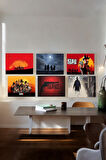 6 Parça (15x20) Uv Baskı Mdf Red Dead 2 Oyunu Tablo Poster Seti - Set-303