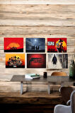 6 Parça (15x20) Uv Baskı Mdf Red Dead 2 Oyunu Tablo Poster Seti - Set-303