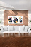 3 Parça (25x40) Büyük Boy Uv Baskı Mdf Antik Küpler Salon Tablo Poster Seti - Set-204