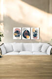 3 Parça (25x40) Büyük Boy Uv Baskı Mdf Antik Küpler Salon Tablo Poster Seti - Set-204