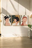 3 Parça (25x40) Büyük Boy Uv Baskı Mdf Pastel Ton Genç Kızlar Tablo Poster Seti - Set-190