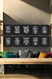 10 Parça (15x20) Uv Baskı Mdf Vine Time Siyah Beyaz Tablo Poster Seti - Set-182