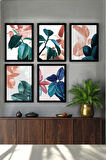 5 Parça (15x20) Uv Baskı Mdf Oturma Odası Canlı Salon Çiçekleri Tablo Poster Seti - Set-118
