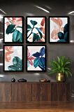 5 Parça (15x20) Uv Baskı Mdf Oturma Odası Canlı Salon Çiçekleri Tablo Poster Seti - Set-118