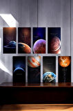 8 Parça (10x20) Uv Baskı Mdf Renkli Uzay Gezegenler Tablo Poster Seti - Set-96