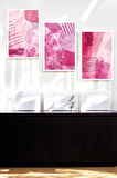3 Parça (25x40) Büyük Boy Uv Baskı Mdf Toz Pembe Düşler Tablo Poster Seti - Set-86