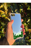 İphone SE 2020 İle Uyumlu Uyumlu Aynalı Yaprak Desenli Darbe Kamera Korumalı Silikon Telefon Kılıfı