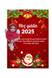 Yeni Yıl Noel Baba Kart Üzerinde Anahtarlık Peluş Bebek 5 Adet ( Kişiye Özel İsim Yazılabilir. )