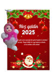 Yeni Yıl Noel Baba Kart Üzerinde Anahtarlık Peluş Bebek 5 Adet ( Kişiye Özel İsim Yazılabilir. )