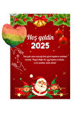 Yeni Yıl Noel Baba Kart Üzerinde Anahtarlık Renkli Kalp 5 Adet ( Kişiye Özel İsim Yazılabilir. )