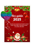 Yeni Yıl Noel Baba Kart Üzerinde Anahtarlık Renkli Kalp 5 Adet ( Kişiye Özel İsim Yazılabilir. )
