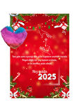 Yeni Yıl 2025 Kart Üzerinde Anahtarlık Renkli Kalp ( Kişiye Özel İsim Yazılabilir. )